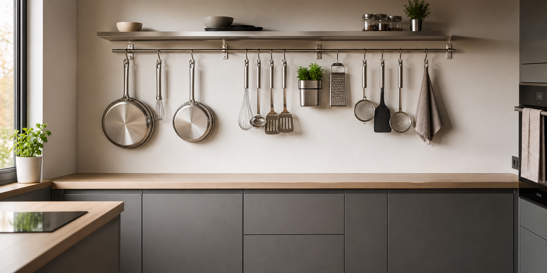 Modern Kitchen with Wall Organization Systems
