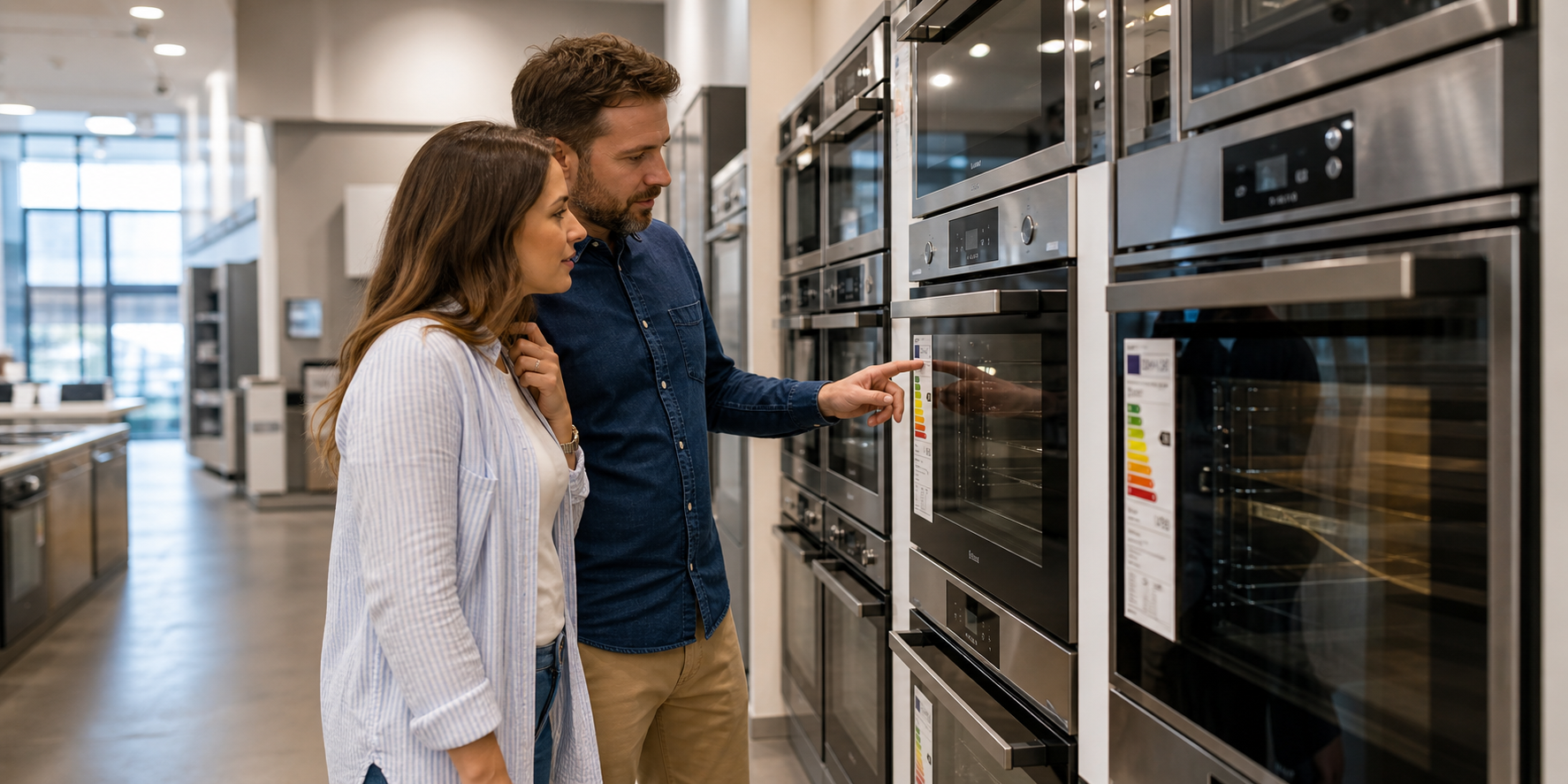 Modern Ovens Comparison in Appliance Store Showroom