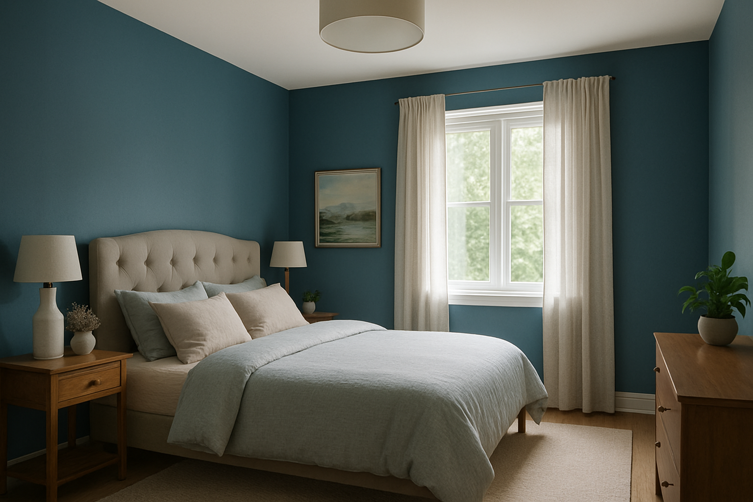 recmaras de una casa con paredes en tonos azules que invitan a relajarse y desconectar