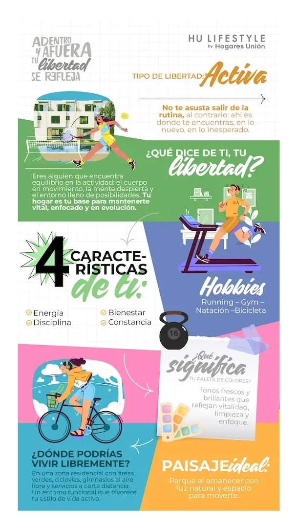 Libertad activa: No te asusta salir de la rutina, al contrario, ahí es donde te encuentras, en lo nuevo, en lo inesperado.