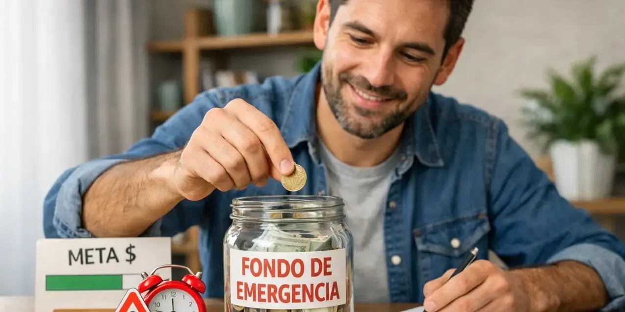 Hombre creando un fondo de emergencia para tener dinero guardado por alguna emergencia
