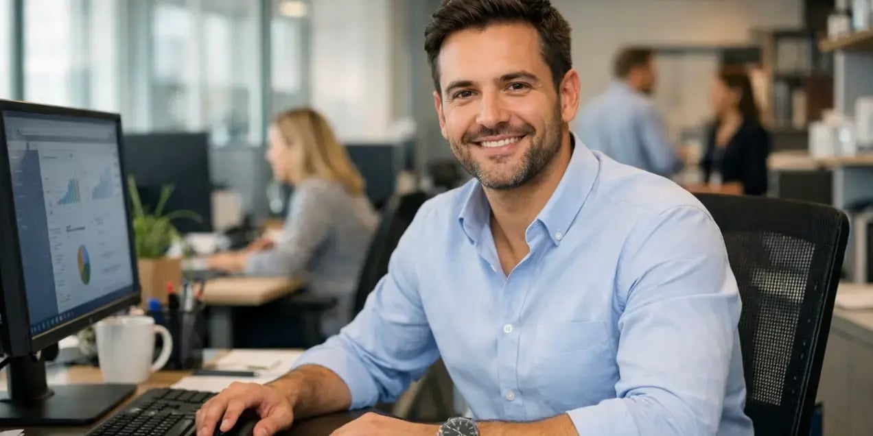 Hombre en la oficina de su trabajo