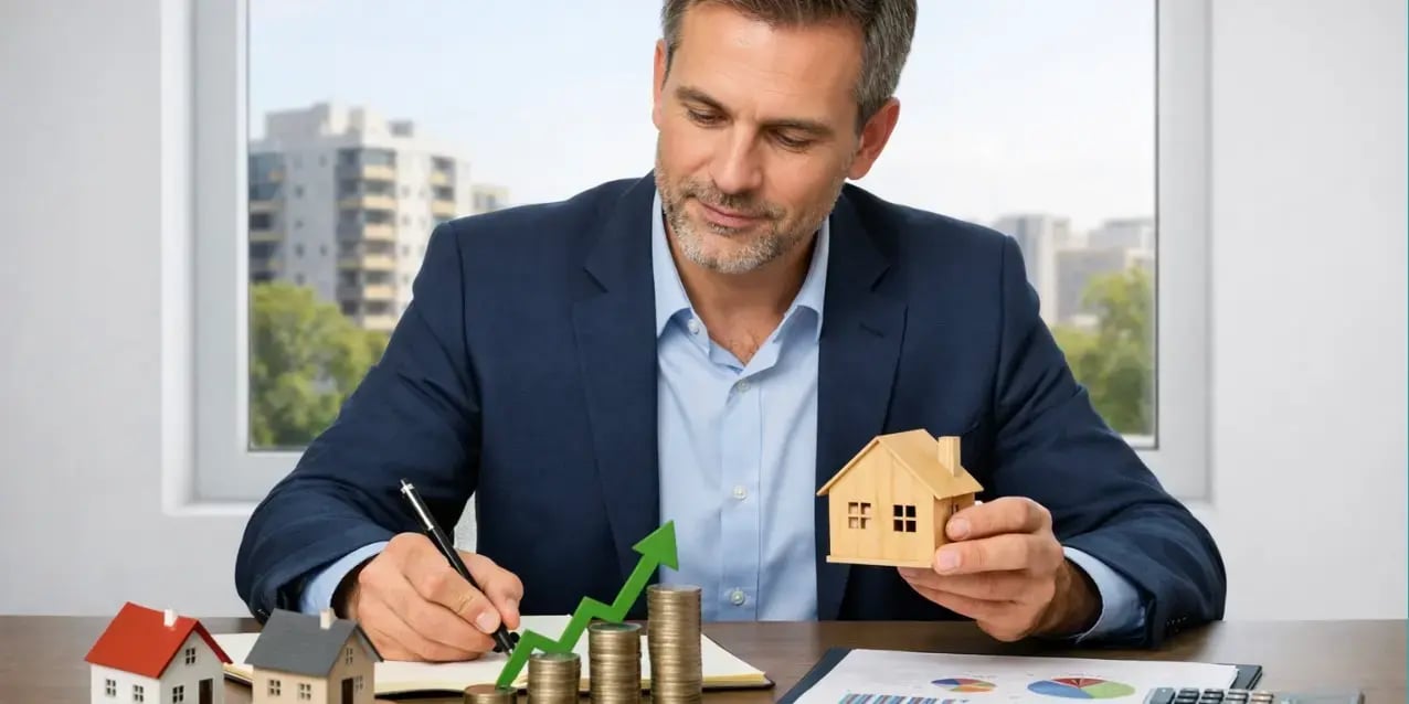 Hombre invirtiendo en bienes raices
