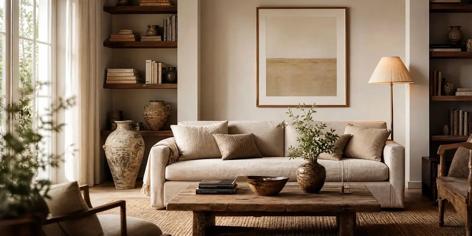 Sala con diseño atemporal, elegante y equilibrado, decorada con piezas con historia o valor personal que aportan carácter y autenticidad al espacio.