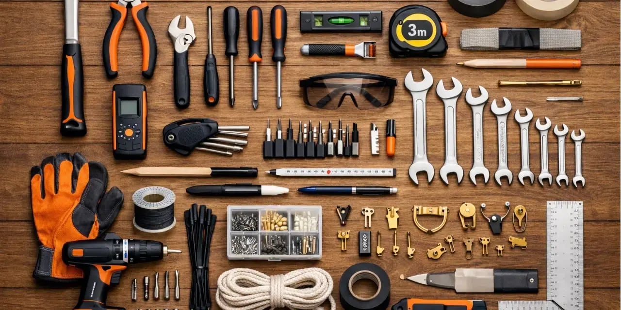 Una coleccin ordenada y esttica de herramientas para el hogar