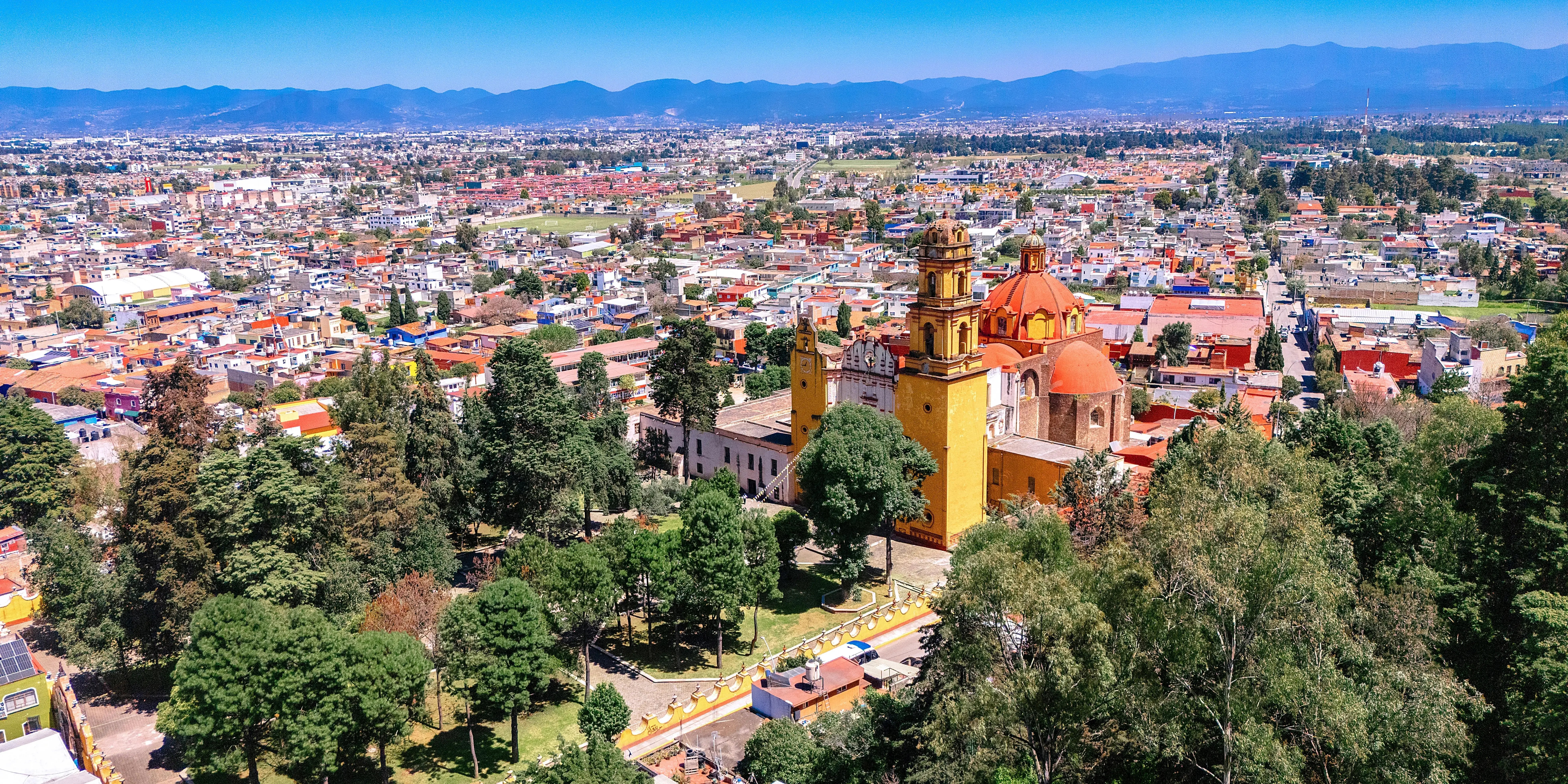 Vista aérea del centro de Metepec, Estado de México con mayor plusvalía