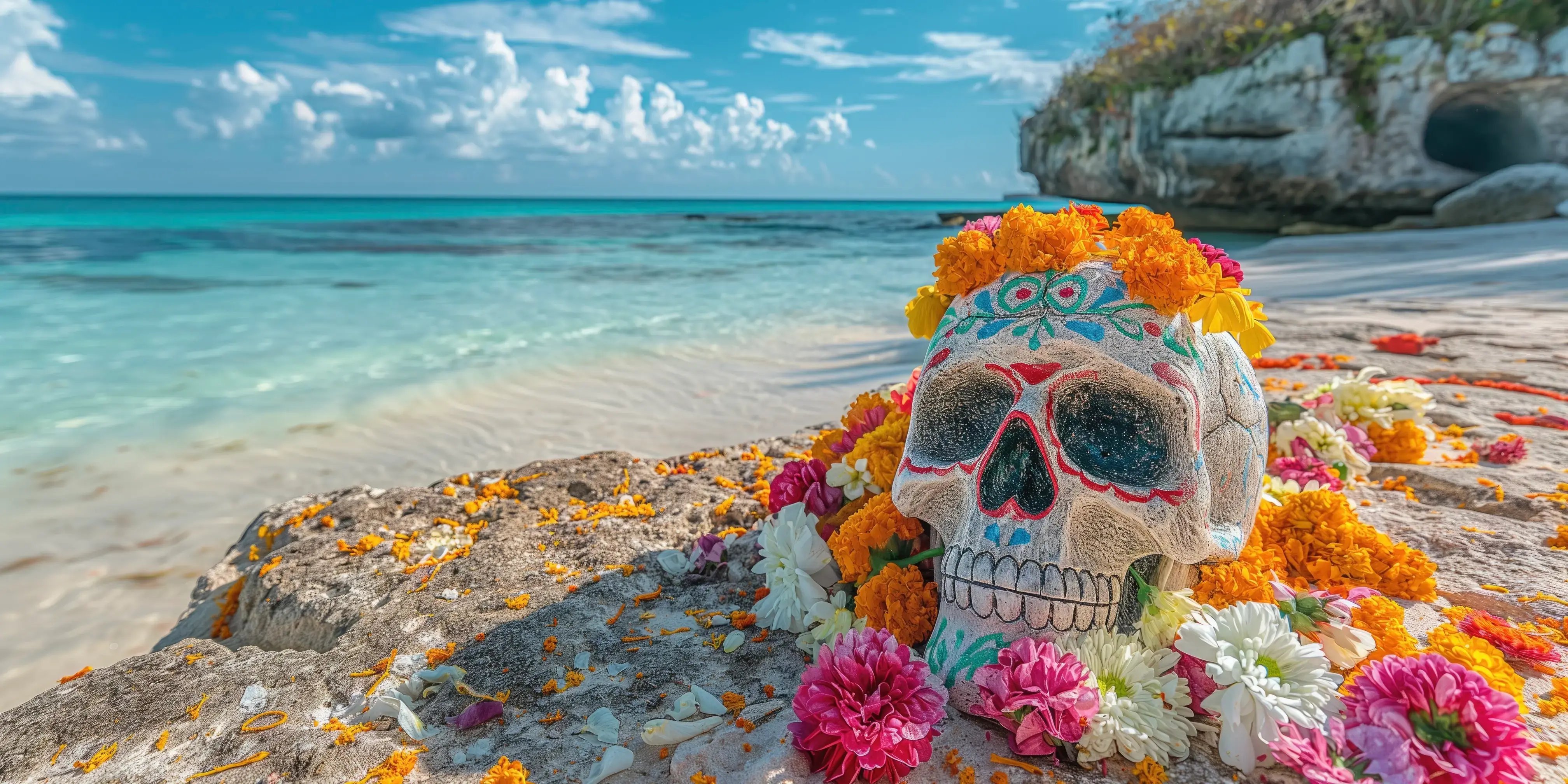 Calavera en la playa. Día de muertos